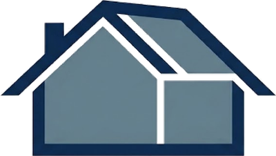 Logotipo de Tejados en León: casa a dos aguas en azul con chimenea